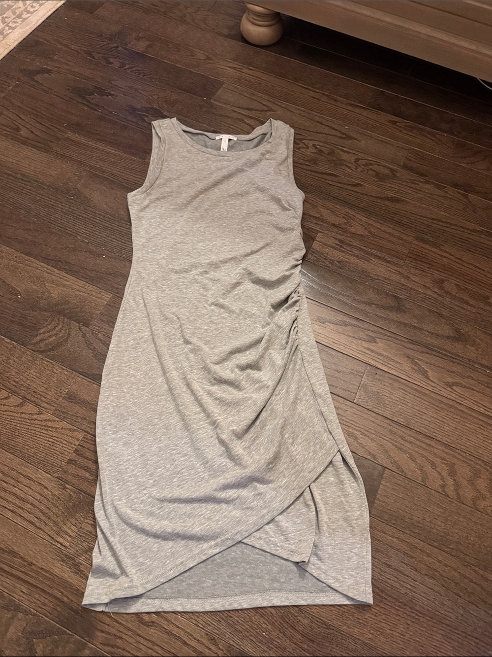 Leith Sleeveless Gray Ruched Wrap-Front Women's Dress